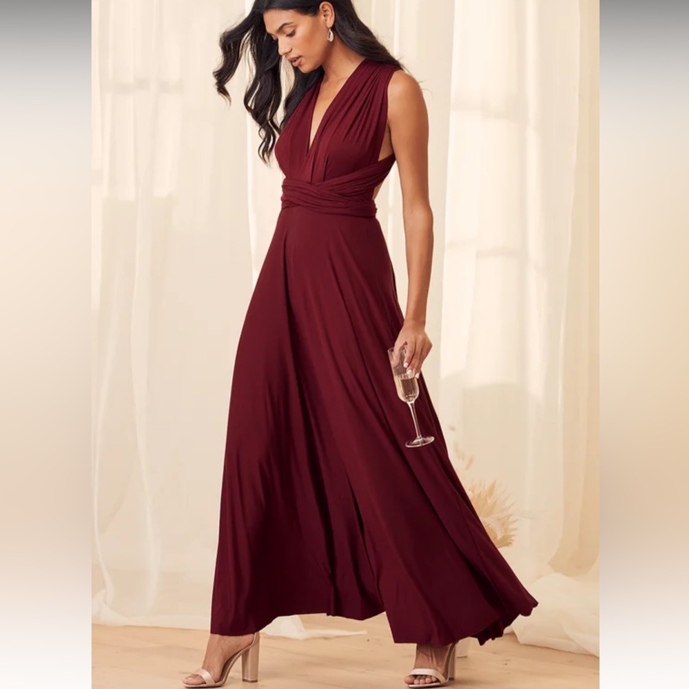 Lulus Tricks of the Trade Convertible Maxi Dress in Burgundy